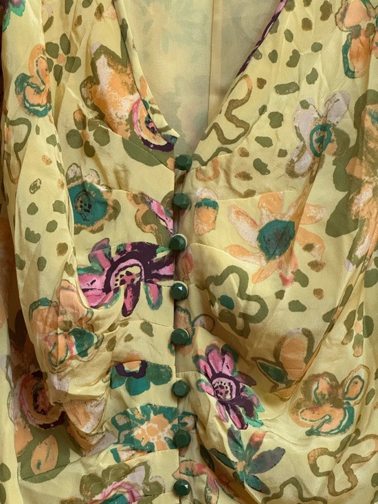 Le Fou Wilfred Tango Silk Yellow Floral Mini Dress. Size 6 - Picture 4 of 10